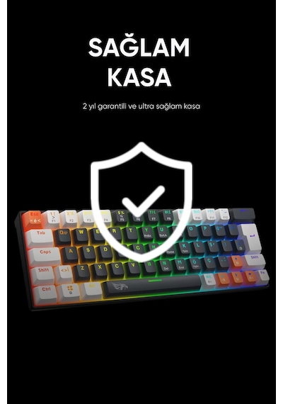Neopulse Mekanik Klavye Gaming Klavye Red Switch Rainbow 63 Tuşlu Gasket Klavye Mini 12mod Siyah