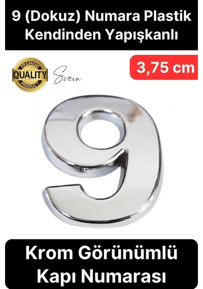 No 9 Kapı Numarası Kendinden Yapışkanlı Masa Dolap Plastik Ev Posta Kutusu Dış Mekan Daire 3,75 Cm