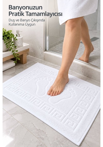 3'lü Banyo Ayak Havlusu 50x70 Cm 250 Gr Footera Beyaz
