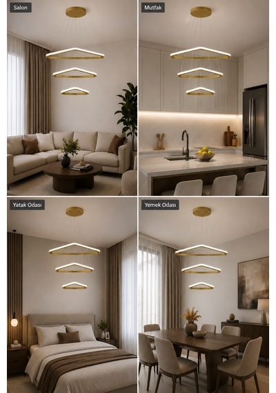 Uven 3'lü Led Sarkıt Avize Beyaz Işık Eskitme