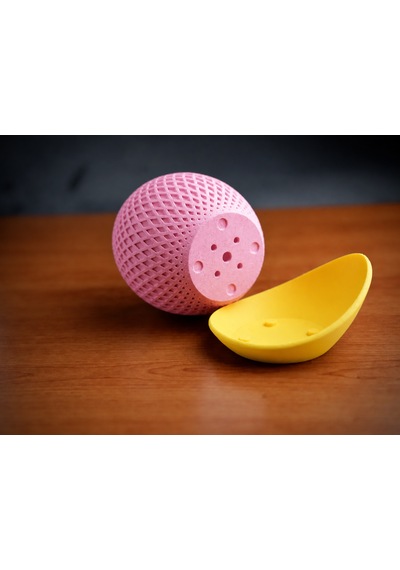 3d Baskı Küre Saksı - Kafes Dokulu İki Parçalı Dekoratif Saksı - Pembe-sarı Çok Renkli