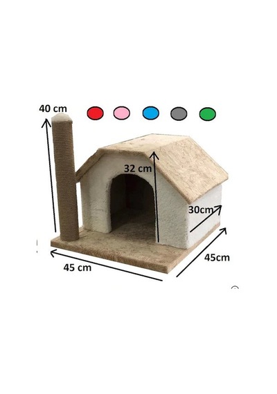 Karamel Pet Tırmalamalı Kedi Klubesi 33 X 40 X 45 Cm Gri-beyaz