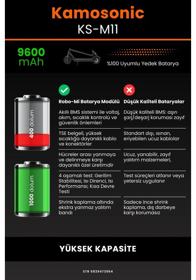 Kamosonic Ks-M11 / 36v 9600mAh Elektrikli Scooter Bataryası