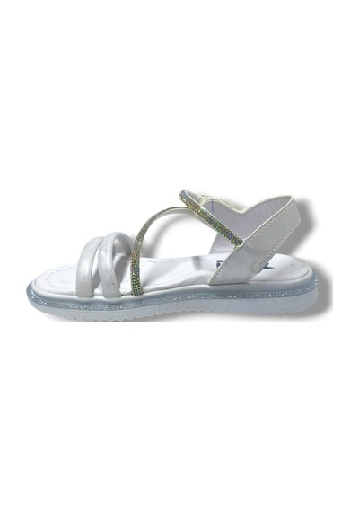 Arzen Bebe 221-25 Anatomik Taşlı Cırtlı Kız Çocuk Sandalet 31-36 Beyaz