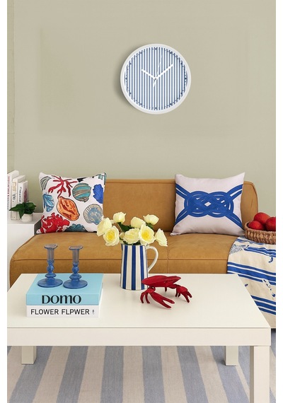 Renkli Çizgili Modern Tasarım Duvar Saati - 42cm - Önü Camlı Beyaz Kasa - Sessiz Mekanizma-jh0440 Beyaz