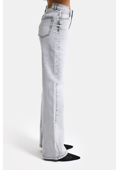 it's basic Kadın Gri Renk 4s6-12 Straight Fit Yüksek Bel Elastan Kumaş Denim Jean
