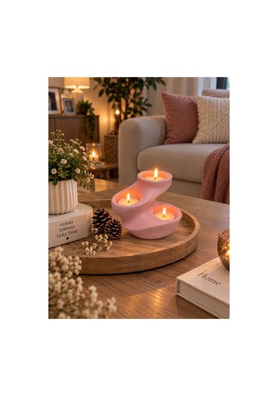 Modern 3'lü Mumluk Pembe