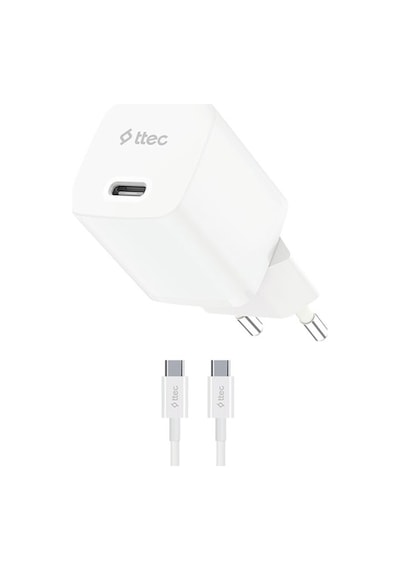 Ttec 2SCG20CB Smartcharger Gan 20W PD Seyahat Hızlı Şarj Aleti + USB-C - USB-C 60W Kablo
