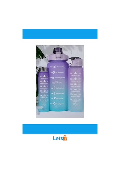 Motivasyonel Su Matarası Seti 300ml, 750ml Ve 2000ml Renkli Tritan Çok Renkli