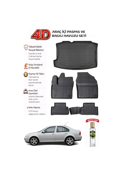Volkswagen Bora 2006 Model Araca Özel Kokusuz Paspas Takımı + Bagaj Havuzu