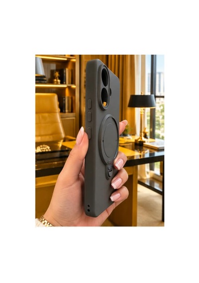 Poco X8 Pro İle Uyumlu 360 Derece Dönebilen Kalın Metal Magsafe Halka Stantlı İçi Kadife Korumalı Ultra Lüx Premium Silikon Kılıf Koyu Gri Poco X8 Pro İle Uyumlu 360 Derece Dönebilen Kalın Metal Magsafe Halka Stantlı İçi Kadife Korumalı Ultra Lüx Premium Silikon Kılıf Koyu Gri