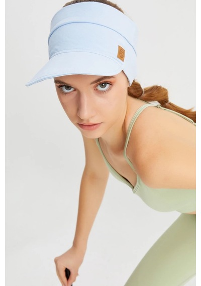 Kadın Uv Korumalı Katlanabilir Üstü Açık Yumuşak Siperli Pamuklu Penye Tenis Vizör Şapka - Tek Ebat / Bebe Mavi Bebe Mavi