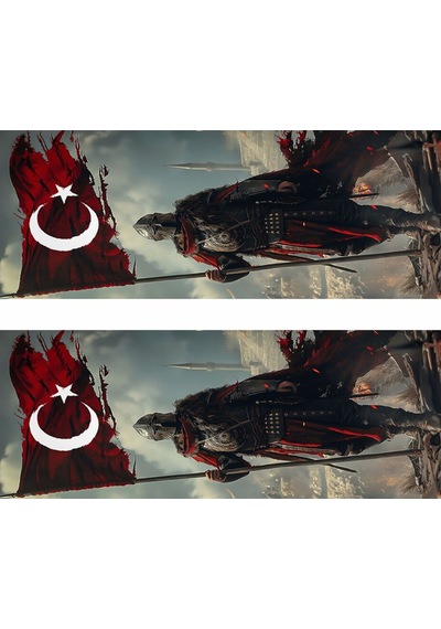Türk Bayraklı Asker Baskılı Araç Kapı Direk Kaplama Folyo Sticker 2'li Sağ&sol