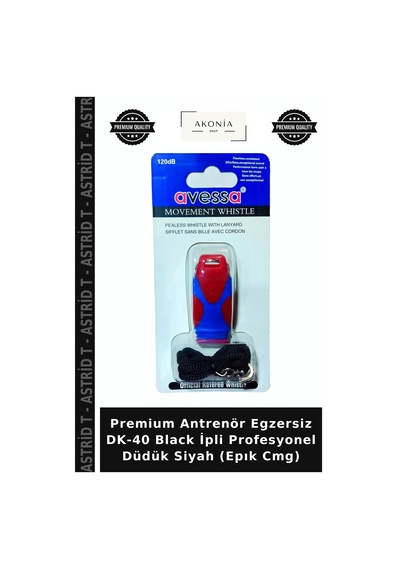 Premium Antrenör Egzersiz Dk-40 Black İpli Profesyonel Düdük Siyah Epık Cmg