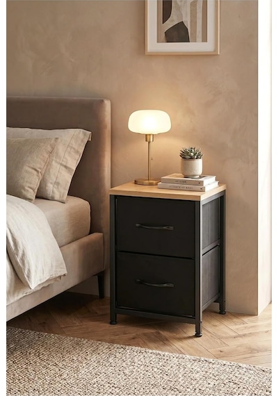 2 Raflı Metal Komodin Yan Sehpa Çok Amaçlı Dolap Organizer Mdf Tabanlı Kumaş Çekmece Çok Renkli 2 Raflı Metal Komodin Yan Sehpa Çok Amaçlı Dolap Organizer Mdf Tabanlı Kumaş Çekmece Çok Renkli