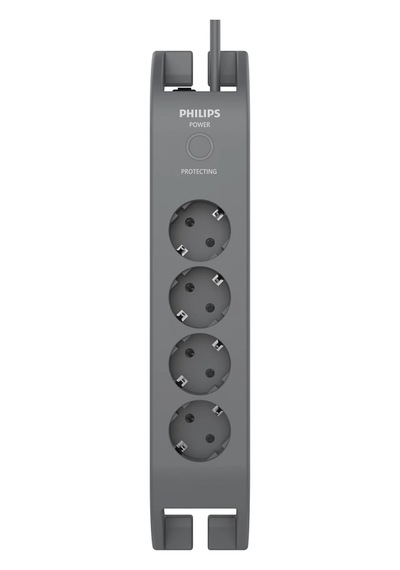 Phılıps Spn3140a/62, 4 Soket, Akım Korumalı Priz, 900 Joules, 2mt Kablo, Gri Standart
