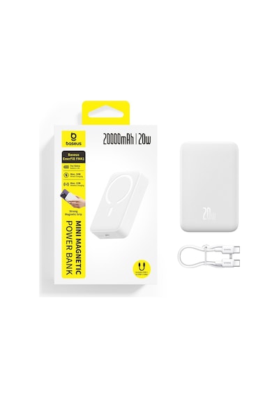 Baseus Enerfill Fm41 Mini 20.000 Mah 20w Manyetik Powerbank Beyaz Taşınabilir Enerji Çözümü