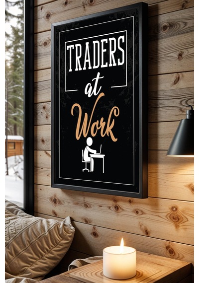 Traders At Work Motivasyon Temalı Çerçeveli Tablo Finans Ve Yatırım Serisi Ofis Duvar Dekoru Siyah