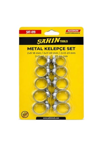 Dordoi Şahin 10 Parça Metal Kelepçe Seti Paslanmaz Hortum Kelepçesi 18-27 Mm Ayarlanabilir Sıkma Kel 0 - 10 CM