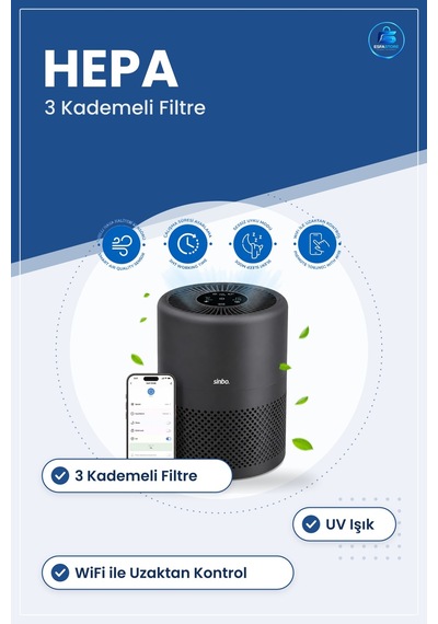 Hava Temizleyici 3 Kademeli Filtre Hepa Uv Wifi Uzaktan Kontrollü Çok Renkli