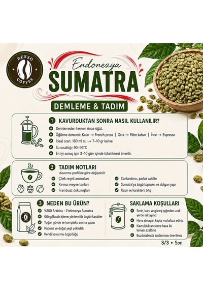 Avantaj Endonezya %100 Arabica Yeşil & Çiğ Kahve Çekirdeği 1 Kilo Çekirdek Kahve