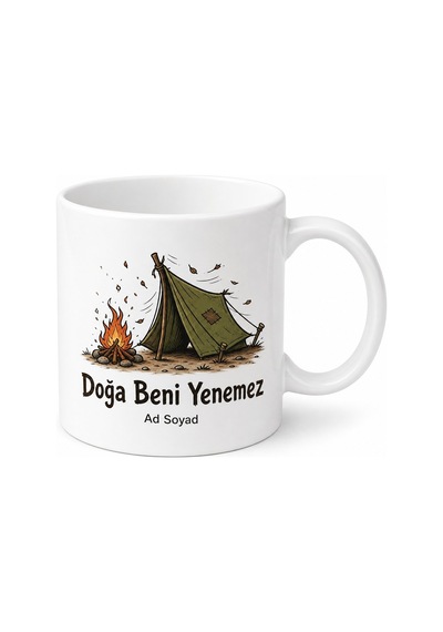 Kampçılığa Başlayanlara Çadır Kurma Ateş Yakma Denemesi Kupa Bardak Hediye Beyaz / Çok Renkli