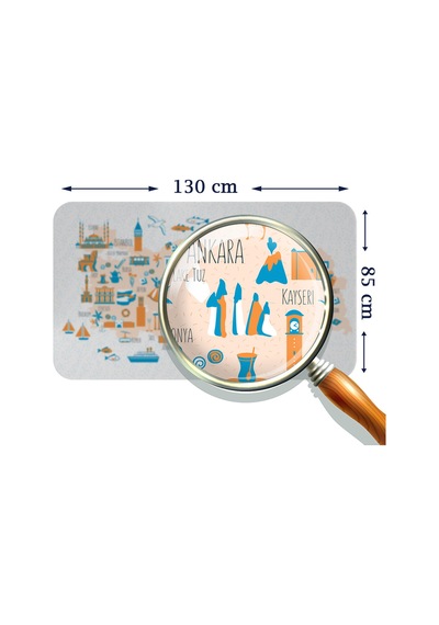 Eğitici Ve Öğretici Cocuk Odası Türkiye Haritası Duvar Sticker-85x130-3875 Çok Renkli