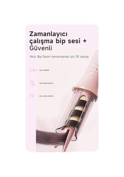 Saç Maşası Kalın Su Dalgası 32mm - 30 Saniyede Isınma Pembe