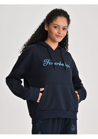 Fenerbahçe Lacivert Trend Taş Baskılı Kadın Oversize Sweatshirt Fb Laci Yeni