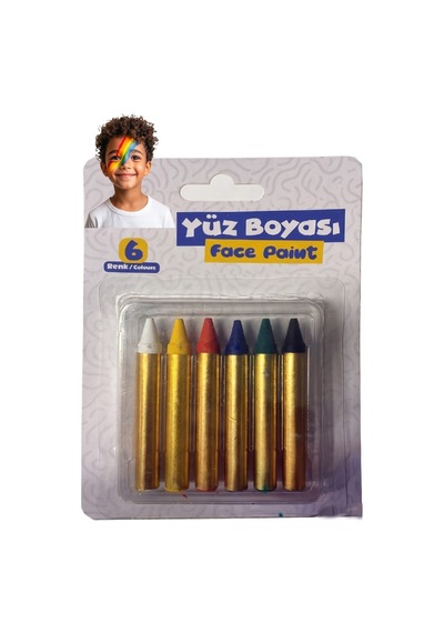 Yüz Boyası 6 Renk 1 Paket Bubu Face Paint Yüz Boyası Canlı Renkler Sağlığa Zararsız Kreş Okul Öncesi Çok Renkli