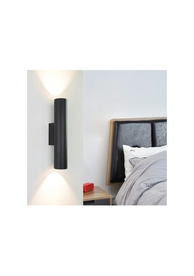 Retro Rustik Duvar Aplik Cift Yönlü Led Aplik Gün Işı Led Ampul Dahil Siyah