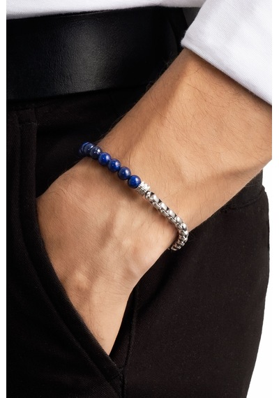 Lapis Taşlı 22 Cm Çelik Erkek Bileklik Gri