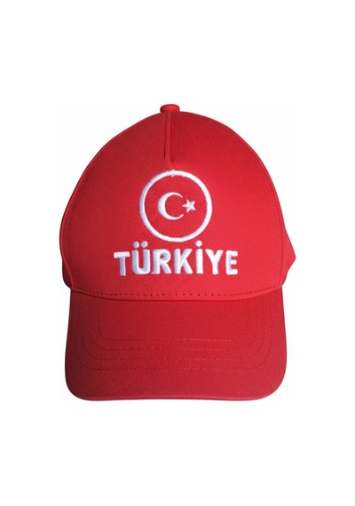 Ay Yıldız Nakışlı Çocuk Bayrak Şapka Türkiye Nakışlı 6-12 Yaş Çocuk Şapka Kırmızı - Beyaz