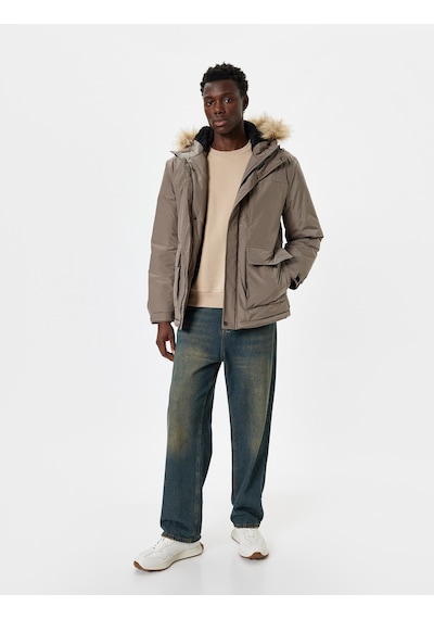 Koton Anorak Ceket Slim Fit Fermuarlı Kahverengi 5wam20059hw Kahverengi