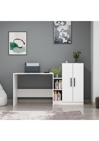 Dekorosso Dekorosso Stic Dolaplı Çalışma Masası Beyaz