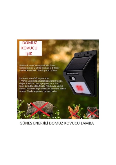 Güneş Enerjili Ayı Domuz Kovucu Işık Domuz Savar Lamaba 3 Adet