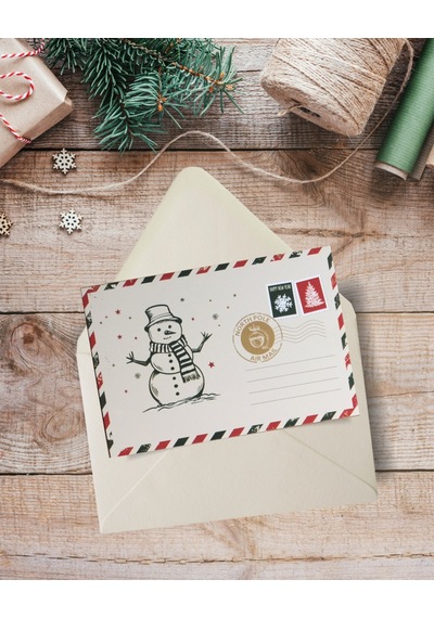 Yılbaşı Kardan Adam Kartpostal Ve Zarf Seti, Yeniyıl, Noel, Tebri
