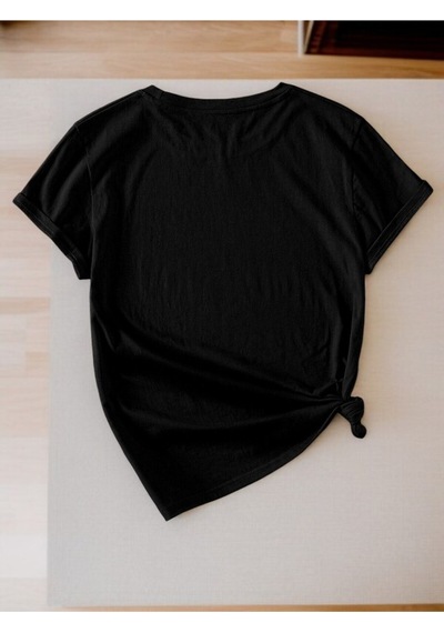 Uyguntarz Unisex Pırlantalı Kadın Portresi Tasarım Basklı Tshirt Siyah