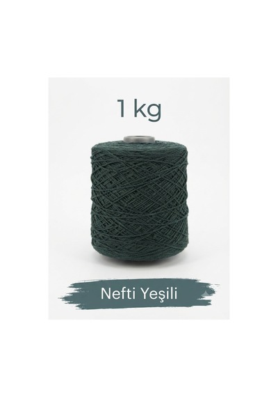 1 Kg 2 Mm Premium İnce Zincir Cotton, Makrome İpi Nefti Yeşili Renk