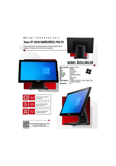 Tıwox Tp 5610 İ5 10 Nesil 8gb Ram 128 Ssd 18,5'' Endüstriyel Pos
