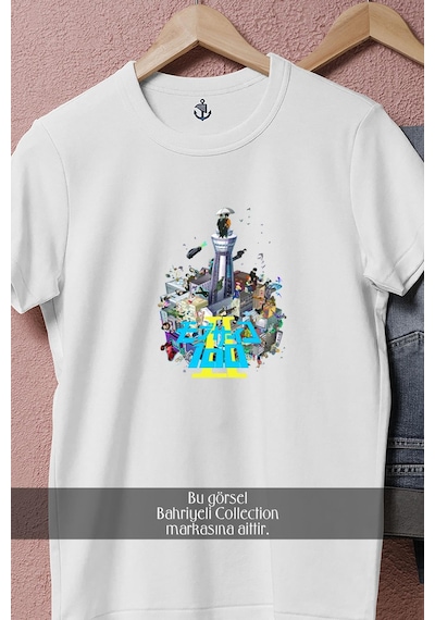 Oversize Mob Psycho 100 İcon Tasarımlı Unisex T-shirt Beyaz