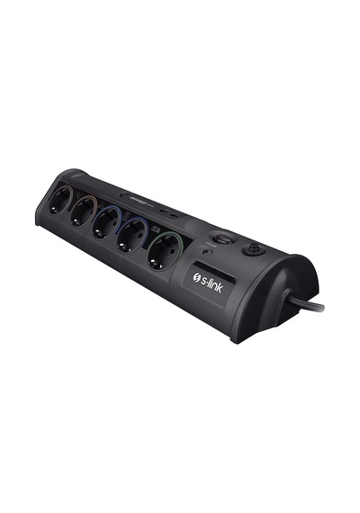 S-lınk Prz01 Prizhive 3m 1860 Joule 1.5mm 1 Usb 1 Typec 2.1a/5v 16a 250v 3680w 10'lu Akım Korumalı Priz Siyah
