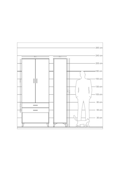 Arges Dolap 3 Raflı 2 Çekmeceli 2 Kapaklı 88x30x221 Antrasit-aytaşı Antrasit