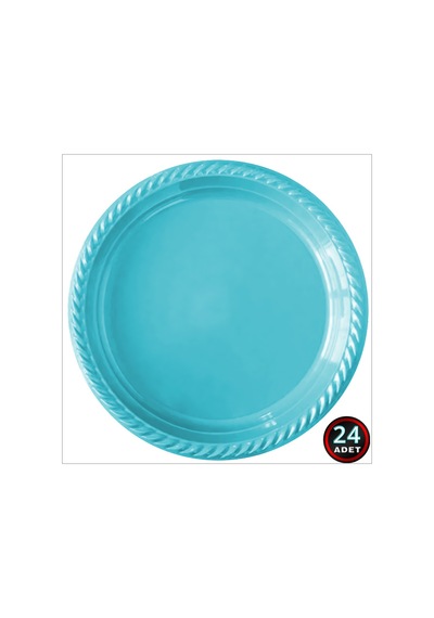 Plastik Tabak, 22cm X 24 Adet - Mavi