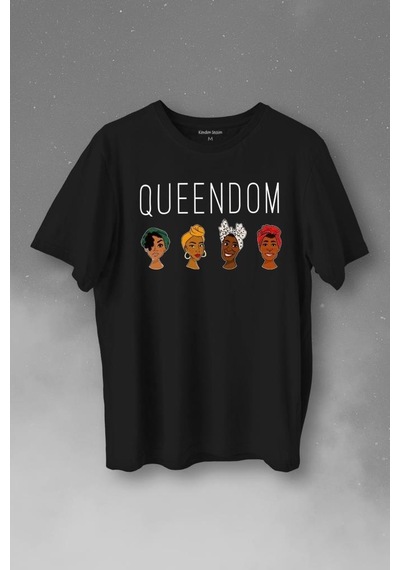 Queendom African Girl Afrikali Kız Siyahi Kadın Baskılı Tişört Unisex T-shirt 001