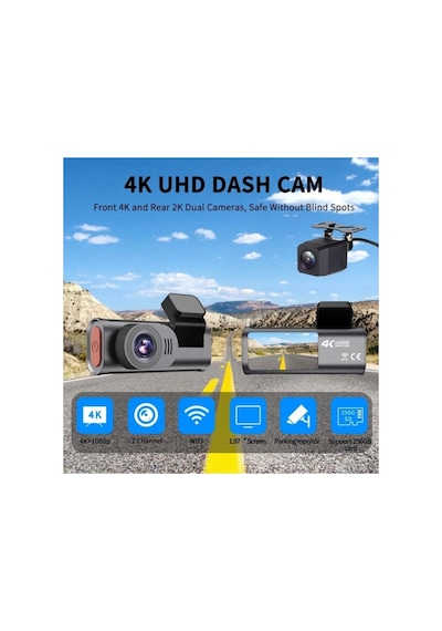 Wifi 4k Uhd App Araç İçi Kamera Gece Görüşlü Araba Kamera Kayıt Cihazı Dvr Car Dashcam