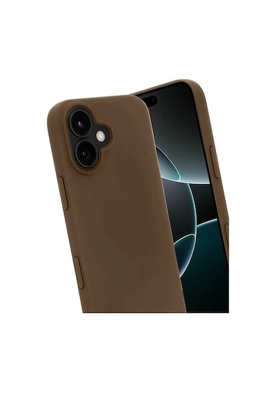Apple iPhone Uyumlu 17 First Silikon - Kahverengi Düz Renkli
