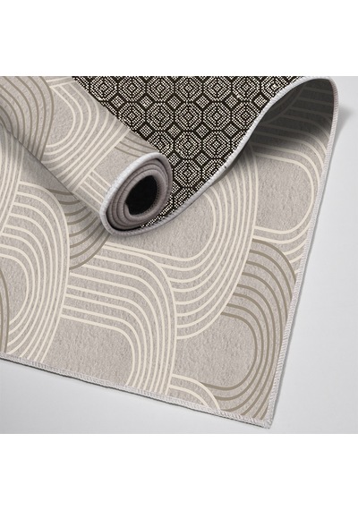 Dijital Kaymaz Yıkanabilir Banyo Mutfak Salon Paspas Halısı Trend Modern Al4005 krem