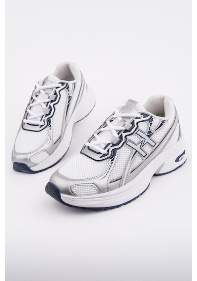Muggo Hynex Kadın Kalın Taban Bağcıklı Günlük Sneaker Spor Ayakkabı Gri
