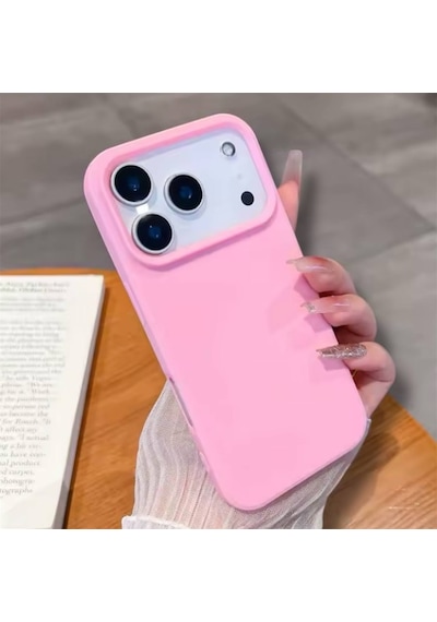 Apple Uyumlu iPhone 17 Pro Kılıf Kamera Çıkıntılı Yumuşak Silikon İçi Kadife Lansman Kapak . Pembe
